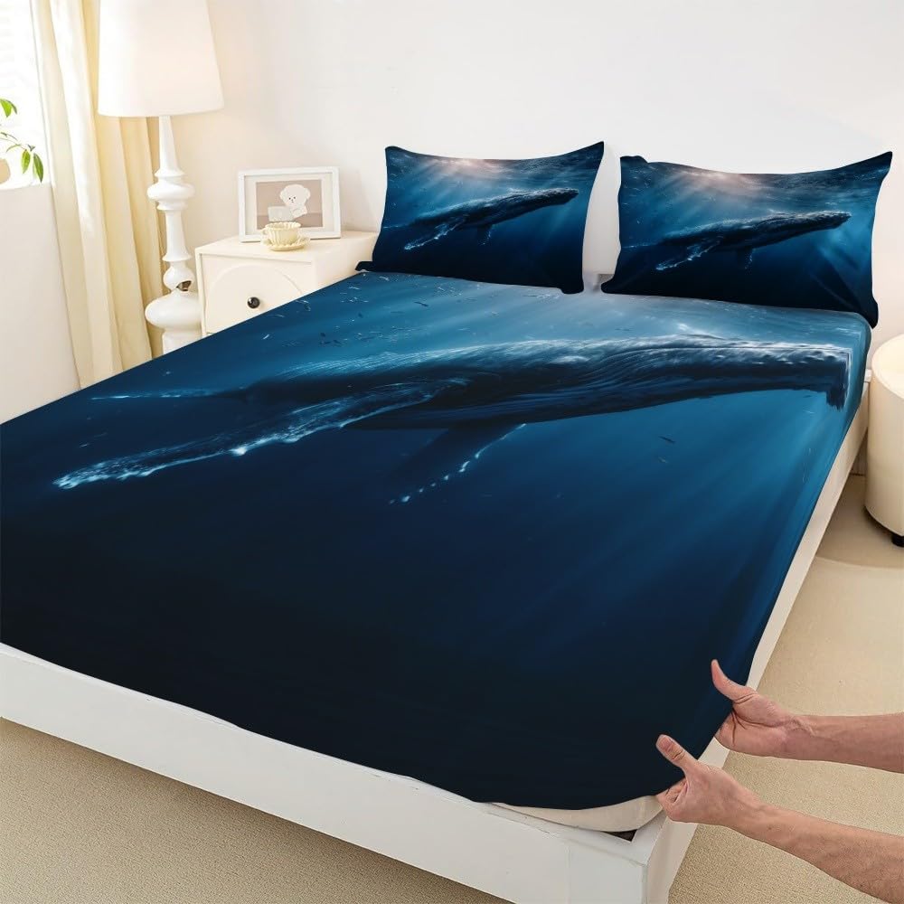 Drap Housse 200x200cm Bleu Bande Élastique Réglable 2 Personnes Lit