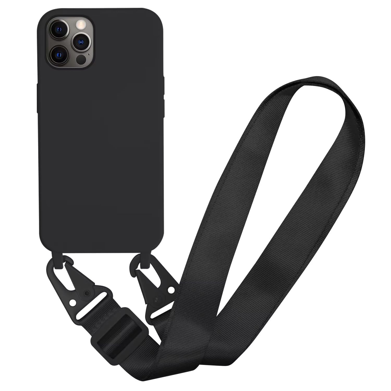 Custodia iPhone 15 Selencia Silicone Nero con Cordino Rimovibile