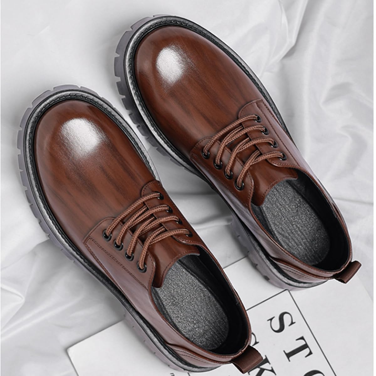 Business Scarpe Oxford da Uomo con Plateau Classic Comode Scarpe Stringate Casual Formali per L'Ufficio l'uso Quotidiano