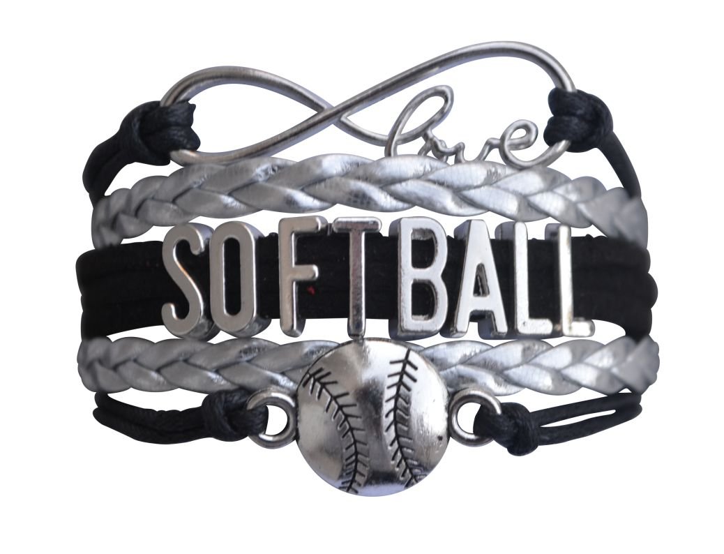 Softball Infinity Charm Bracelet- Softball Jewelry - Adjustable Bracelet for Softball Player, Team and Coaches Gifts