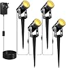 Garden Lights Mains Powered, Landscape Spotlights with Adapter, Warm White Garden Uplighters 5V IP65 Waterproof Outdoor Spike Lighting for Lawn, Yard, Driveway,Party [Energy Class G]