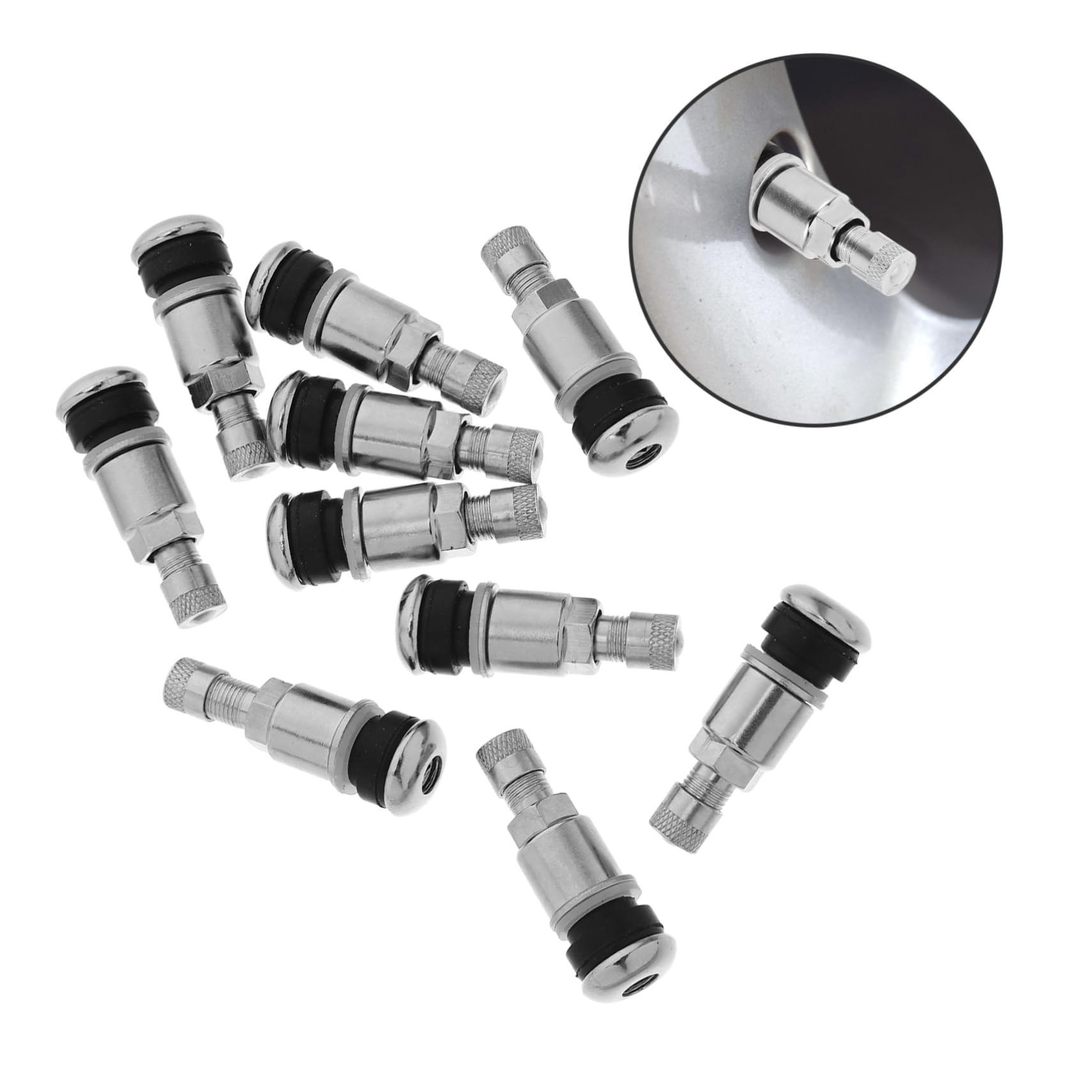 ORFOFE 10 Pezzi Valvole per Pneumatici Auto e Camion in Acciaio 45 Resistente all'Usura Senza Perdita d'Aria Colore Argento per Cerchi Tubeless