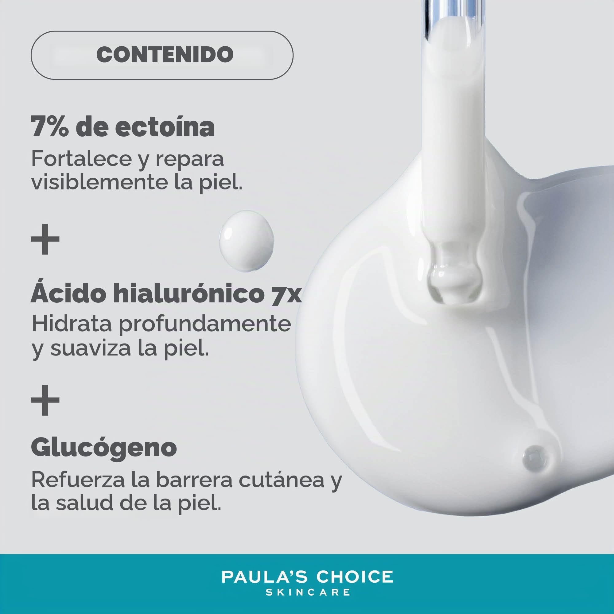 Paula's Choice Booster 7% Ectoína + Ácido Hialurónico, 20 ml | Sérum Facial Hidratante - 7 Beneficios En 1 Gota - Calma, Protege Y Repara La Barrera Cutánea - Pieles Sensibles & Apagadas