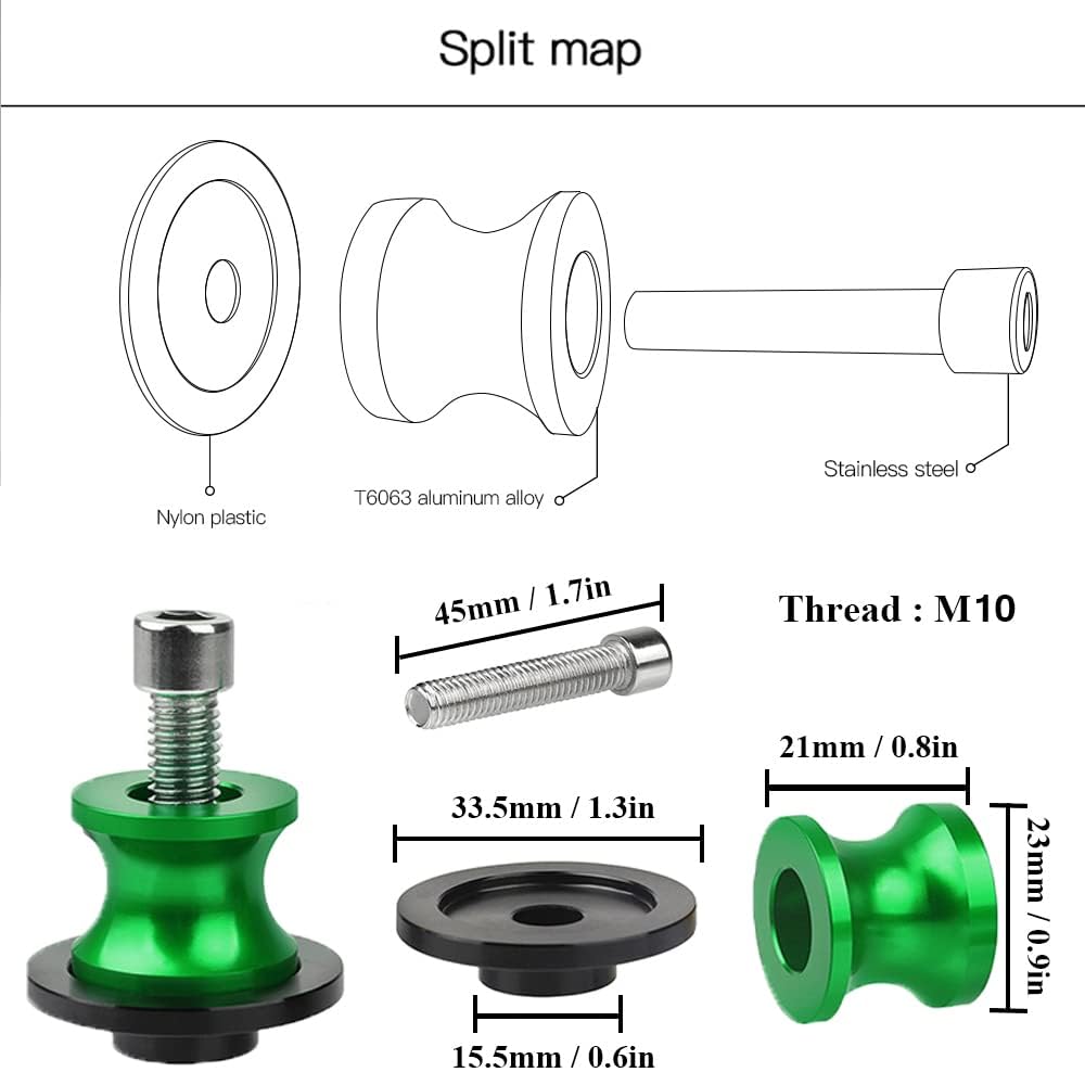 Meee様 M10 Swingarm Spools For Kawasaki Ninja/ZX Models - Black