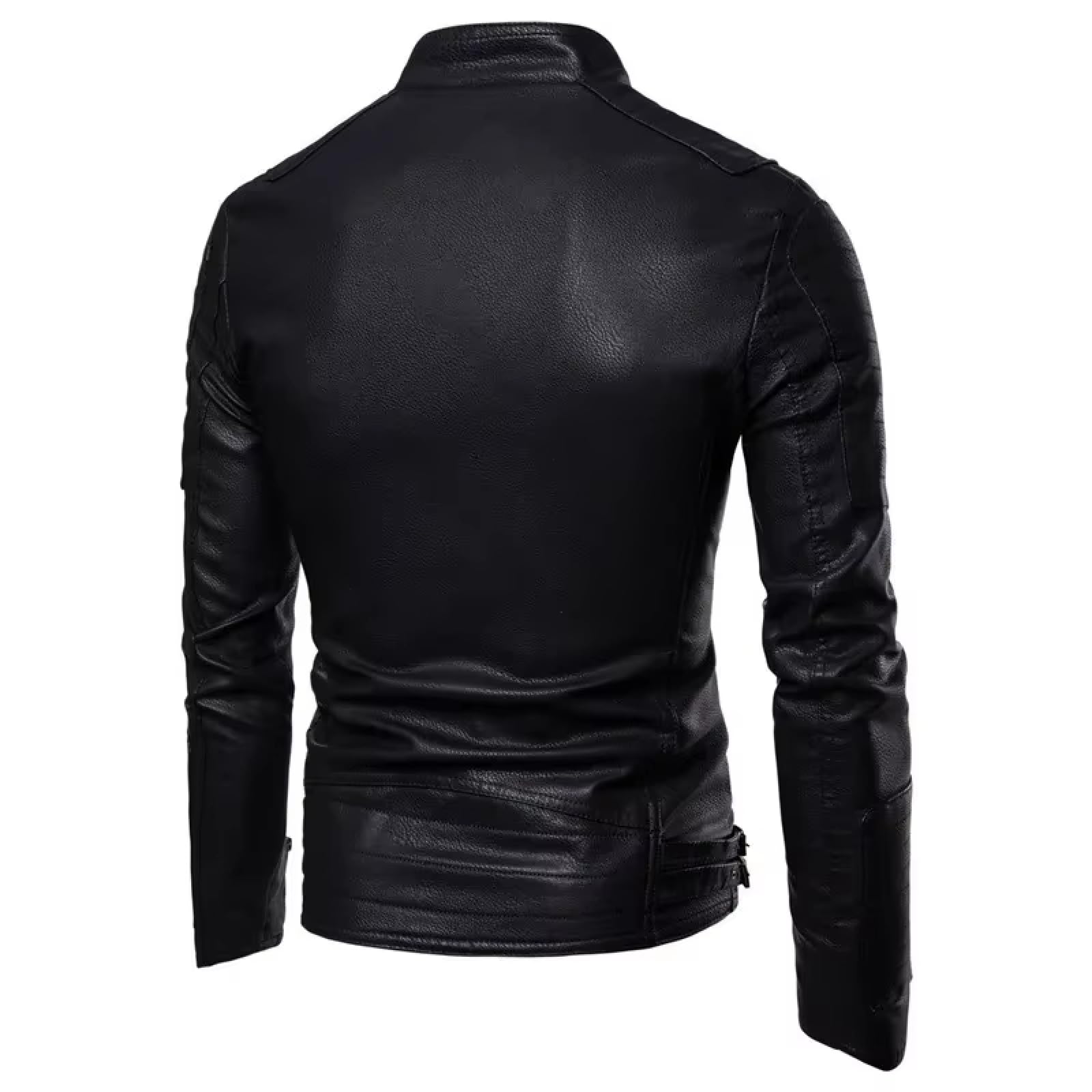 ORDOBO Chaqueta De Cuero Para Hombre - Chaqueta De Cuero De Motociclista Estilo Punk De Gran Tamaño Cálida Resistente Al Viento Con Cuello Alto Ajustada Para Otoño E Invierno