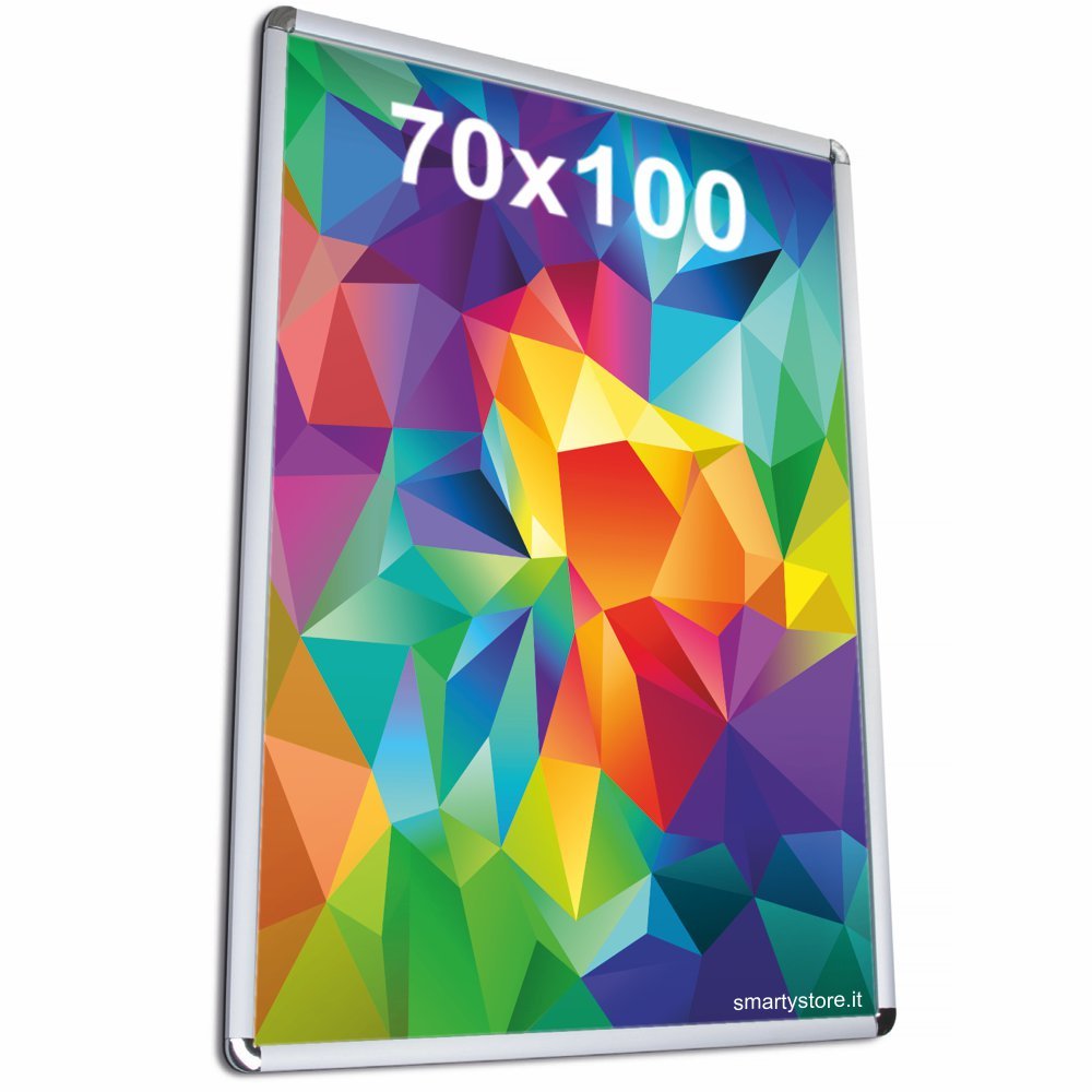 Cornice a scatto click clack 70x100 angolo tondo con foglio di PVC antiriflesso di protezione