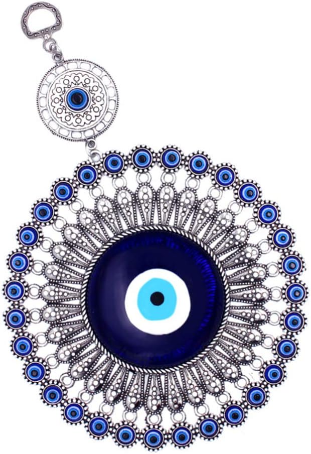 IMIKEYA Turkish Blue Eye Ornament Evil Eye Blue Pendant Glass Hamsa Good Luck Lucky Charm Hand Fatima Protection Hanging Decor for Home Wall Door Ornament