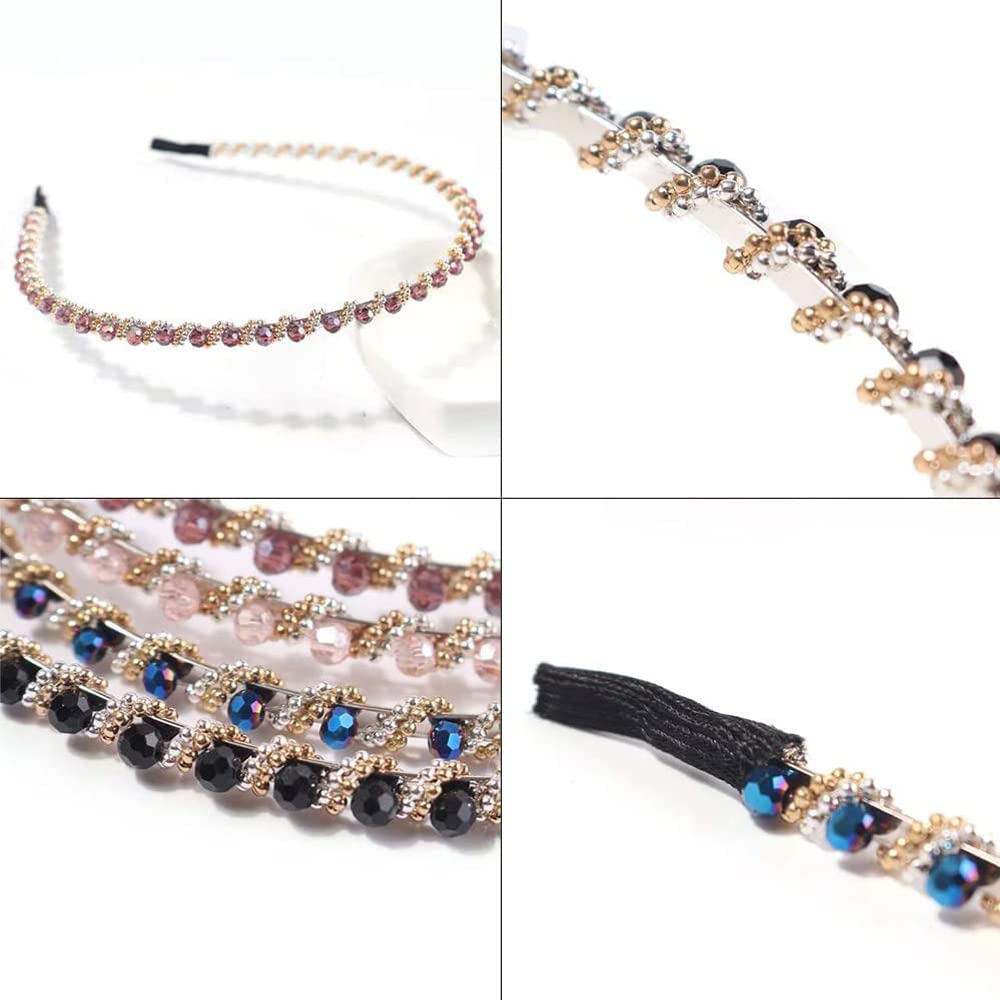 Oenothera 5 Pieces Fashion Crystal Hair band, Imitation Diamond Headband, Non-Slip Hard Hair Hoop for Dancing Parties - Image 3