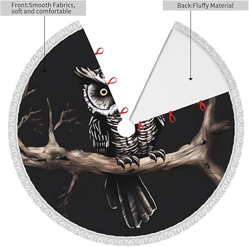 Miniatura 3 de Christmas Tree Skirt with Tassel Late Night Owl 36" Christmas Tree Skirts Decoration mat Rustic Tassel Xmas Tree Cover Mat Waterproof Xmas Tree