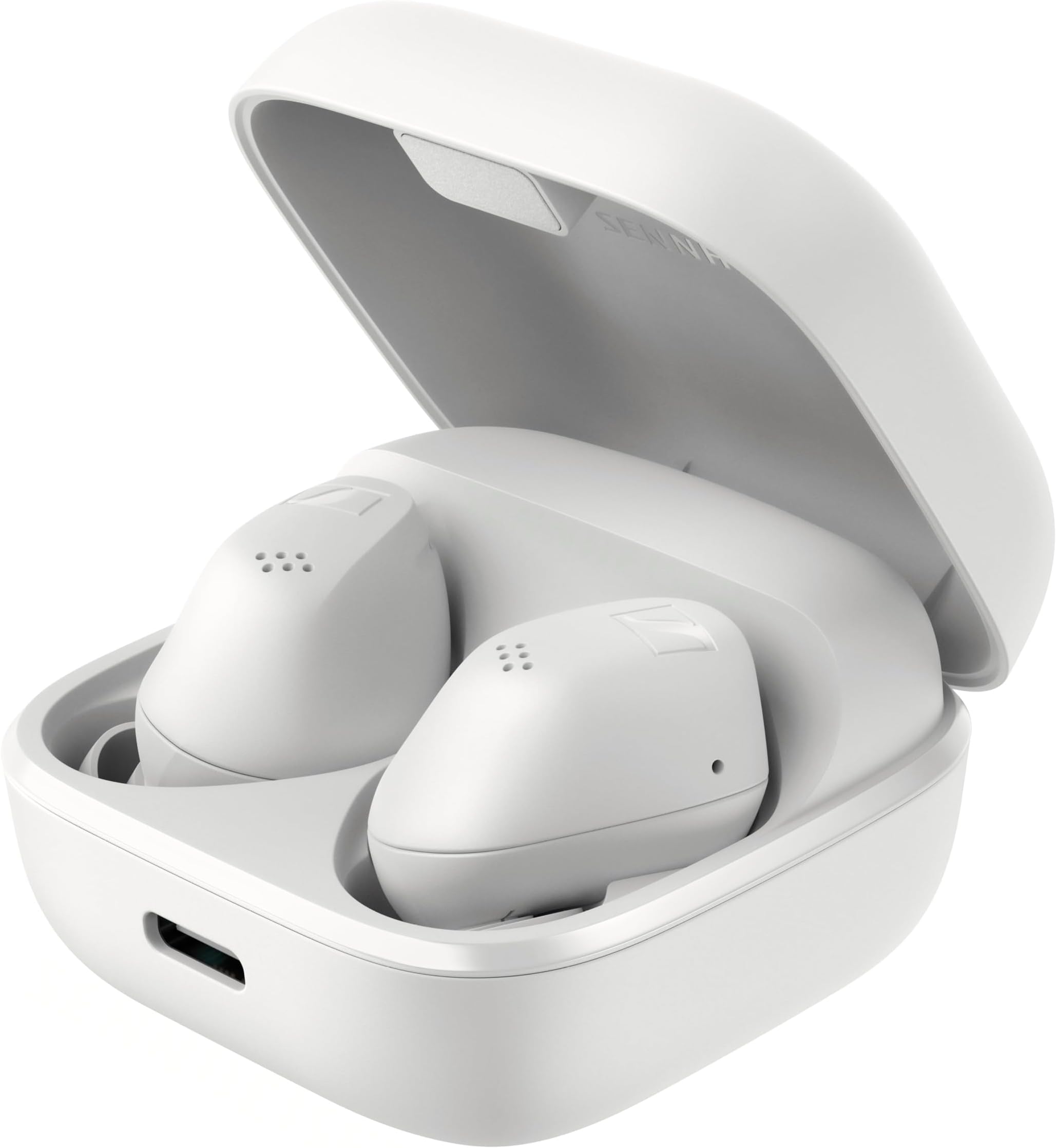 Sennheiser ACCENTUM True Wireless Earbuds, White, High Performance Driver, 28 Hours Playtime, Hybrid Noise Cancelling, Outside Sound Capture, Bluetooth 5.3, IP54, Pocket Size, Wireless Charging