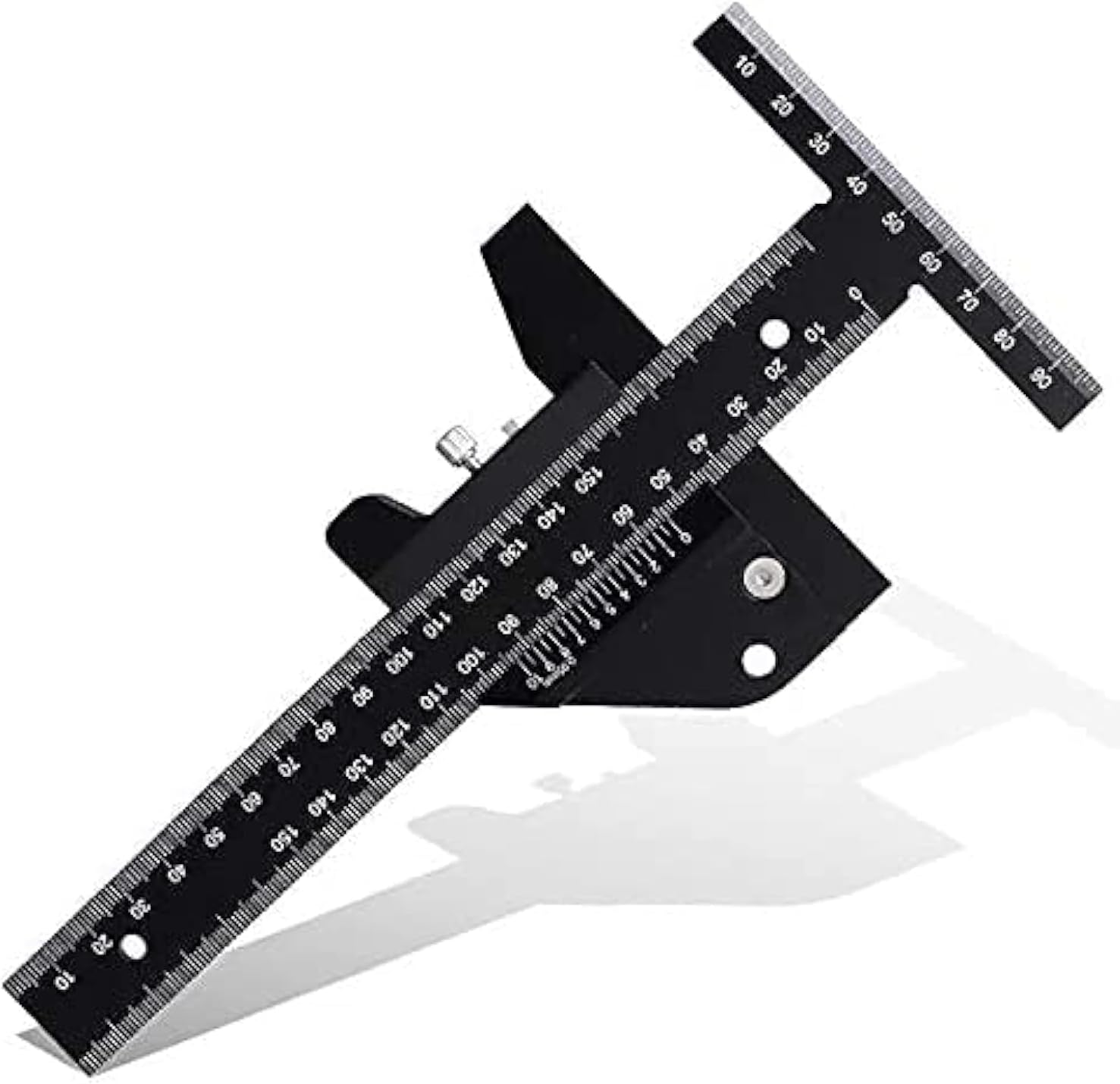 Scribing Ruler Stainless Steel T Type Hole Ruler Miter Angle Ruler Woodworking Aluminum Alloy Carpentry Marking Gauge DIY Tool