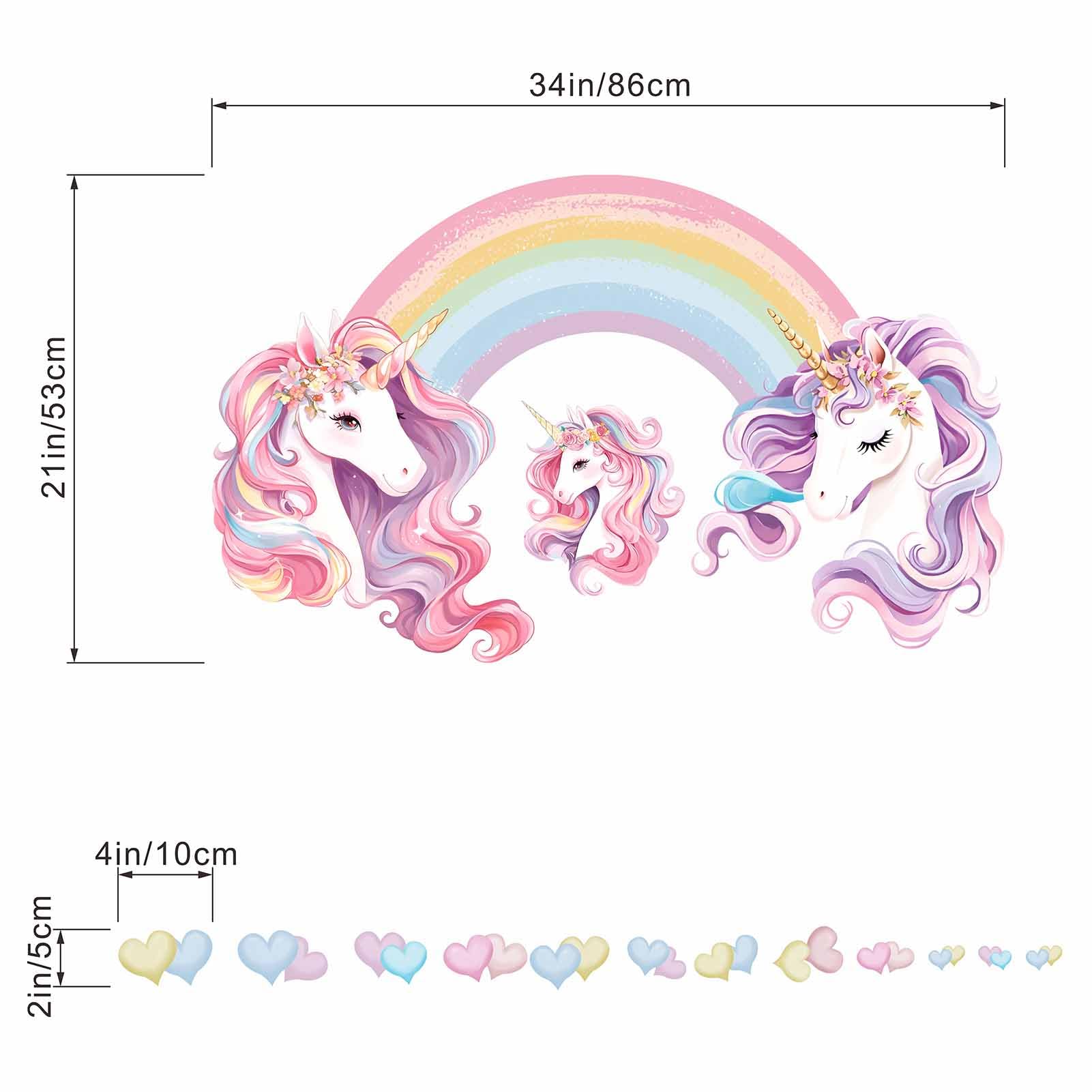 Unicorn Rainbow Wall Stickers for Girls: Peel and Stick Unicornio Cloud Wall Decals - Wall Decor Art Kids Supplies Ages 1-12 Year - Image 4