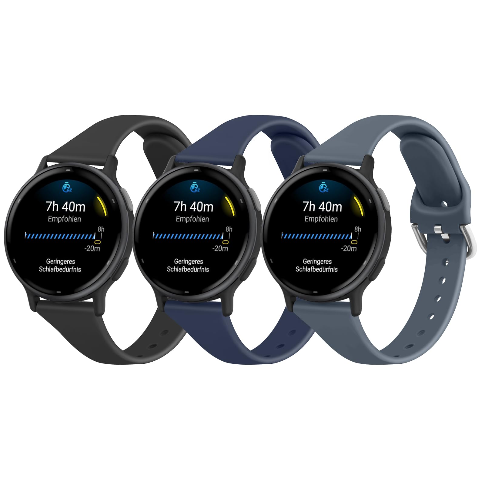 Slim Straps for Garmin Vivoactive 5 /Vivoactive 3 / Venu 2 Plus/Venu Sq/Venu Sq 2 / Venu Sq 2 Music/Vivomove Sport/Vivomove Trend, Silicone Sports Replacement Band (3-Pack 01)