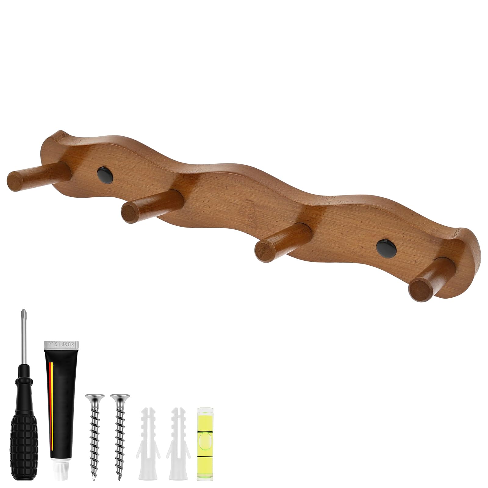 PATNFR Wood Coat Rack Wall Mount Coat Hooks Decorative Wall Hook Heavy Duty Hanger Organizer for Hanging Clothes Keys Robes Purse Towels Bags Backpack