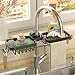 COVAODQ Porta spugna in acciaio inox da cucina, organizer per rubinetto, per spazzola, bagno, piccolo detersivo per lavastoviglie, gel doccia, scaffale