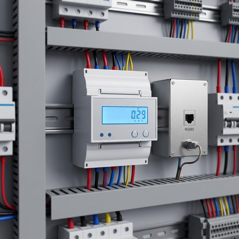 LCD Digitale Monofase Misuratore di Energia DC Amperometro RS485 Monitor di Potenza Bidirezionale 20A per Din Rail