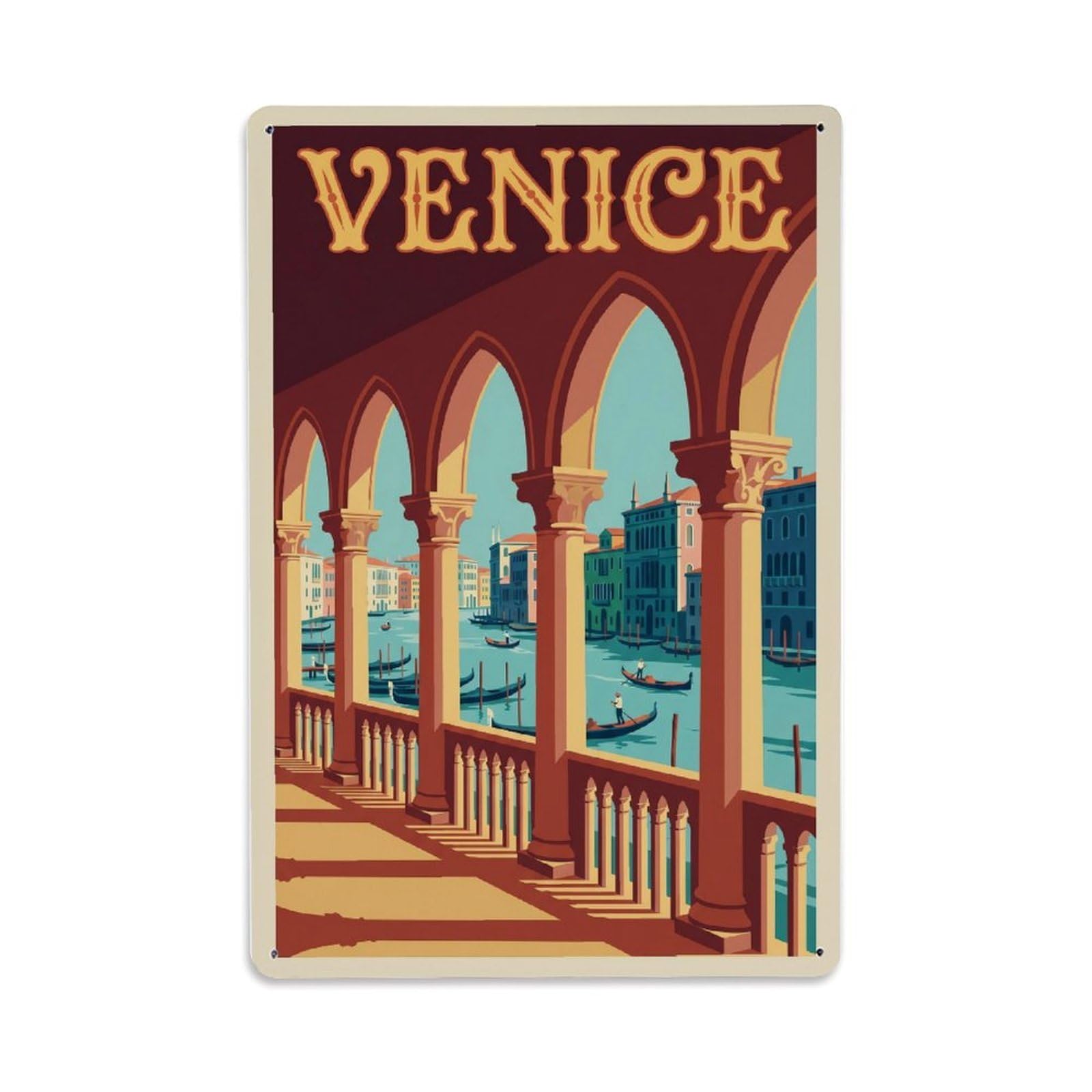 Vintage Travel Loggia Italy Arched Metal Tin Sign Plaque Wall Decor for Cafe, Club Bar, Office, Home Garden Metal Poster 8x12Inch