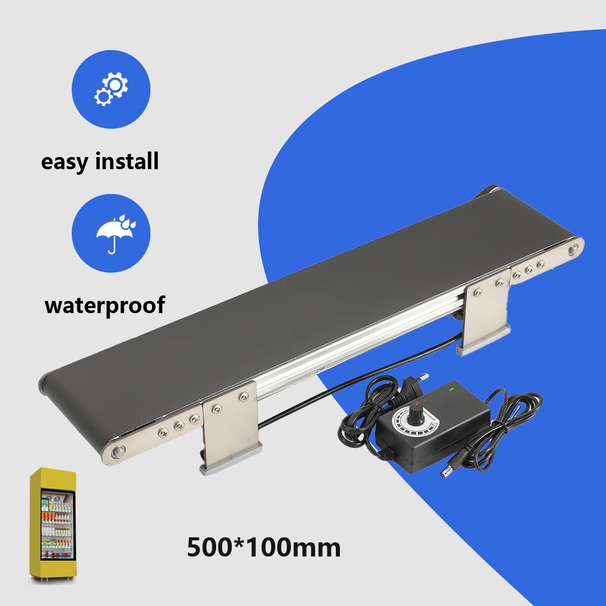 Mini Desktop Förderband, Aluminiumlegierung Elektrisches förderautomat 50x10cm, 37-Getriebemotor, Desktop-LogistikföRderer Industrielles Kleines FöRderband, AC 100-240V