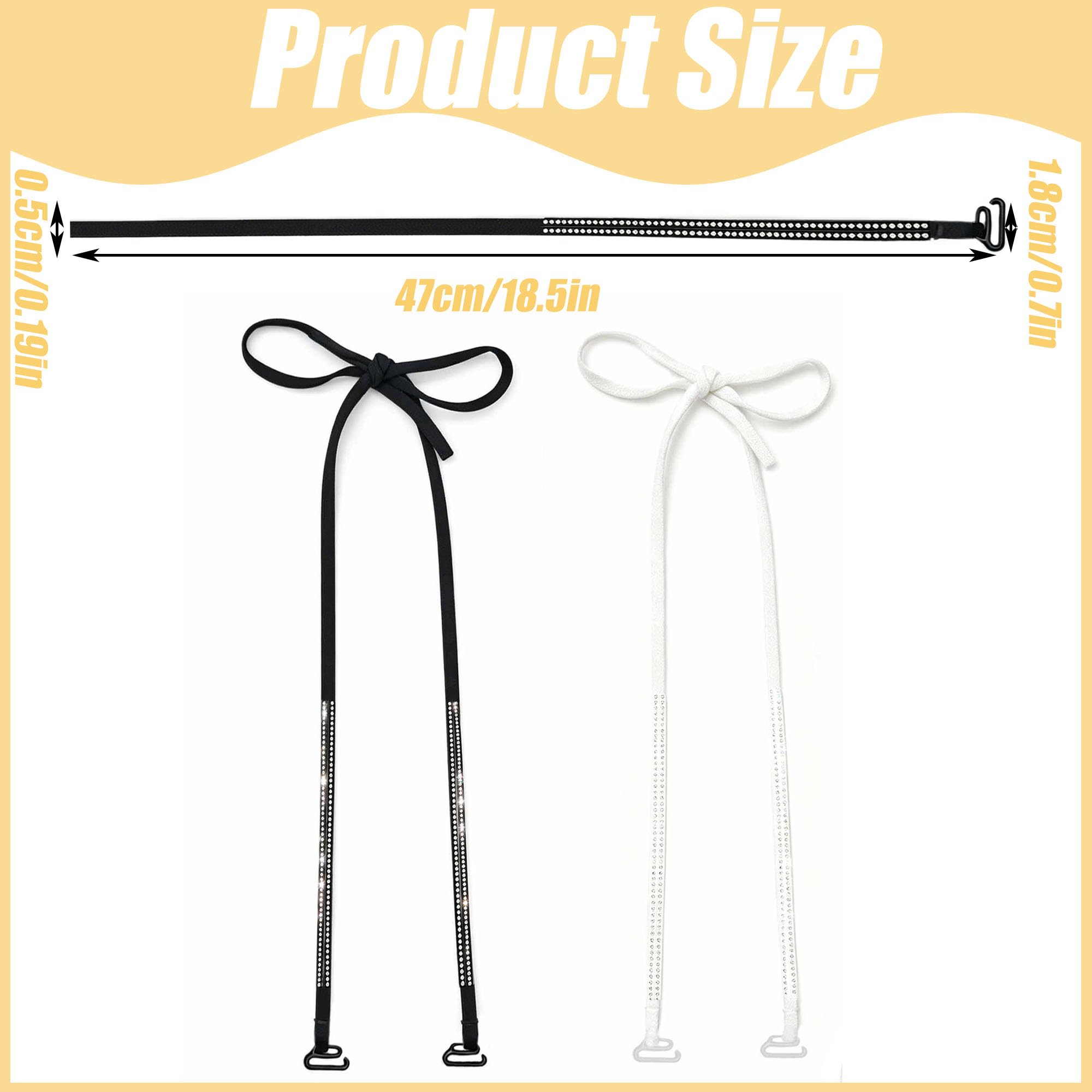 ZAHD 2 Paires Soutien Gorge à Bretelles en Strass Paillettes réglables Dames Remplacement Brillant Soutien Gorge Bretelles Bretelles à Nouer soi même pour remplacer Soutien Gorge Robes