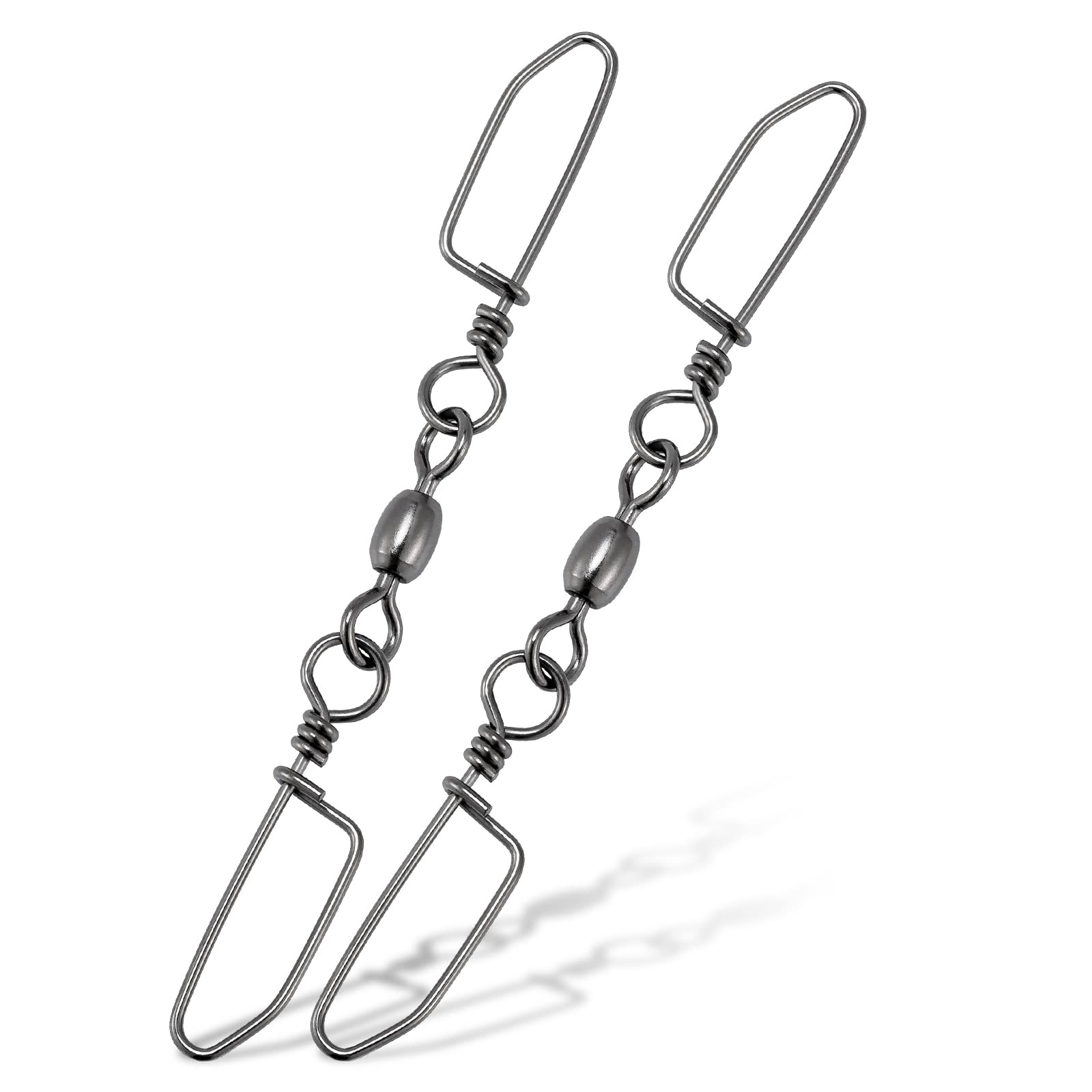 Dr.Fish 20 Pack Double Snap Swivels, High Strength Crane Rolling Barrel Swivels with Coastlock Snaps Stainless Rust Resistant Saltwater Connector Trolling Planer Board Line Release Clips 220LB