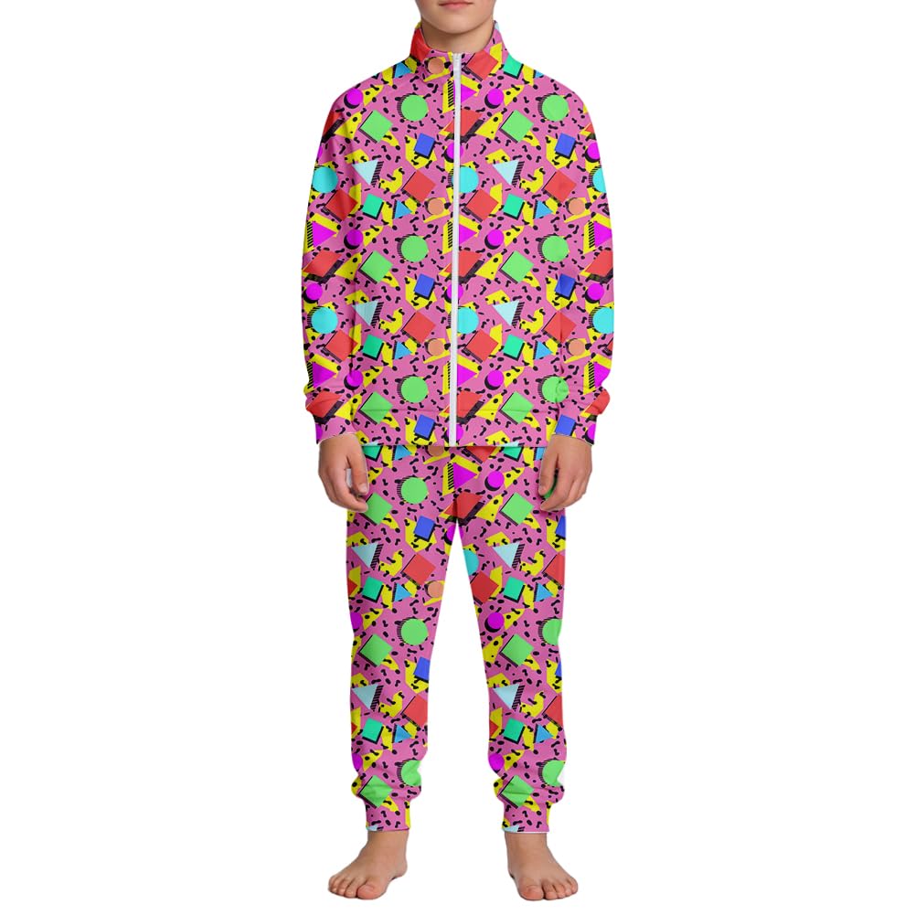 Kids Two-Piece Classic Zippered Sports Jacket Set Sweatpants Jogging Teenager Sportswear Set