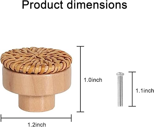 Miniatura 2 de 20 pomos bohemios de ratán para aparador, pomos de ratán hechos a mano para cajones, con 20 tornillos, tiradores tejidos de ratán para armarios,