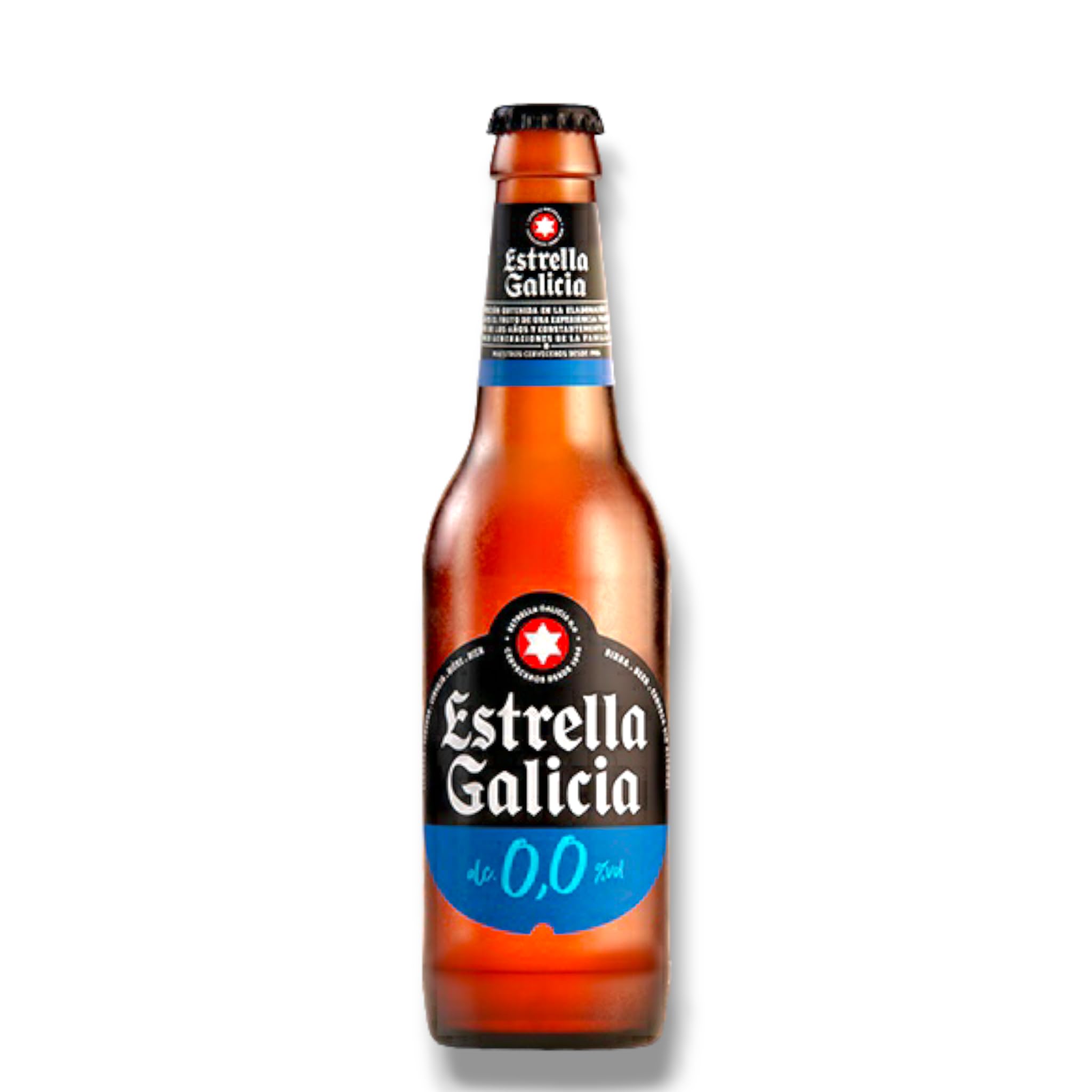 Estrella Galicia 0,0% Vol. - Spanisches Lagerbier alkoholfrei 24 x 0,33l - Inklusive Haus der Biere Berlin Bierdeckel