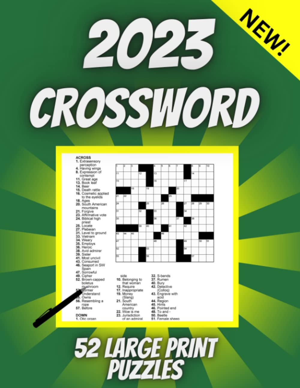 2023 Crossword Puzzle Book For Adults: 52 Large Print Puzzles For Adults And Seniors To Keep The Brain Active