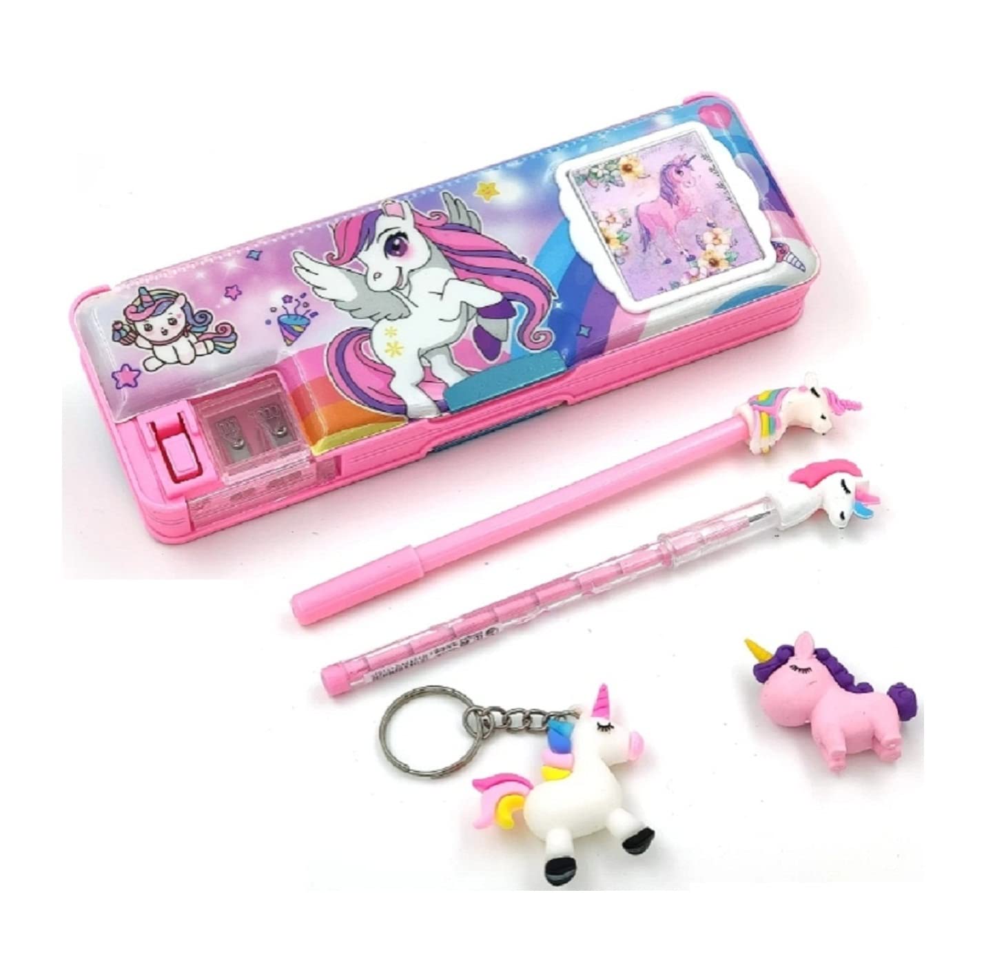 RZA Unicorn Magnetic Pencil Box with Calculator & Dual Sharpener for Kids for School,Big Size Cartoon Printed Pencil Case for Kids Group Pack of 5 (Unicorn) (B0BVRHTWZ2) Amazon Price History, Amazon Price Tracker