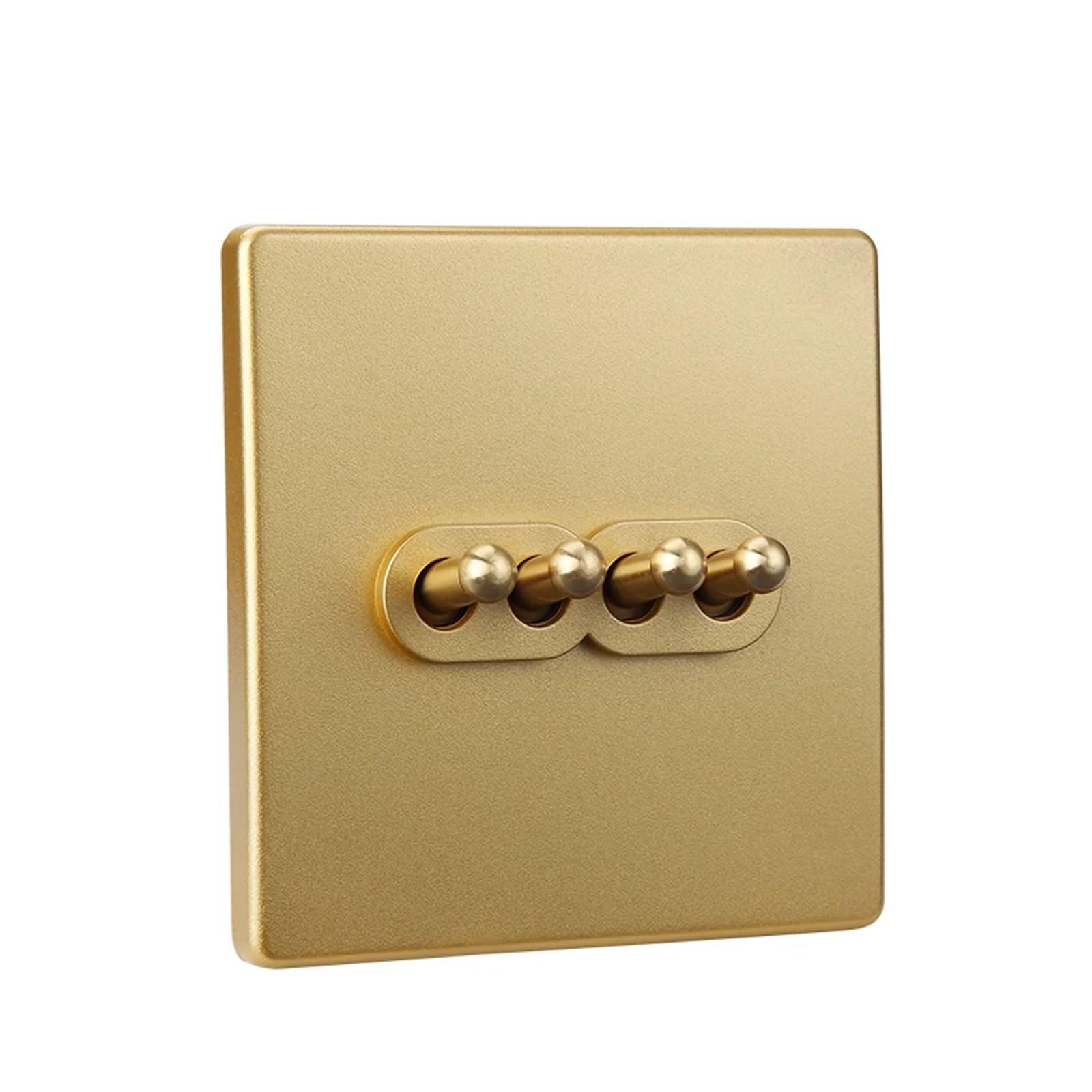 TSIOHKBS Wall Light Brass Lever Toggle Switch Champagne Gold Matte Panel for Home Decoration (4-Gang 2 Way Switch)