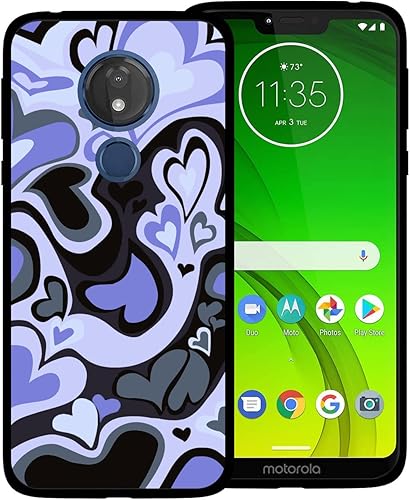 Funda de teléfono para Motorola Moto G7 PowerSupraOptimo Maxx, bonita funda de amor irregular púrpura negro Lovecore lindo a prueba de golpes