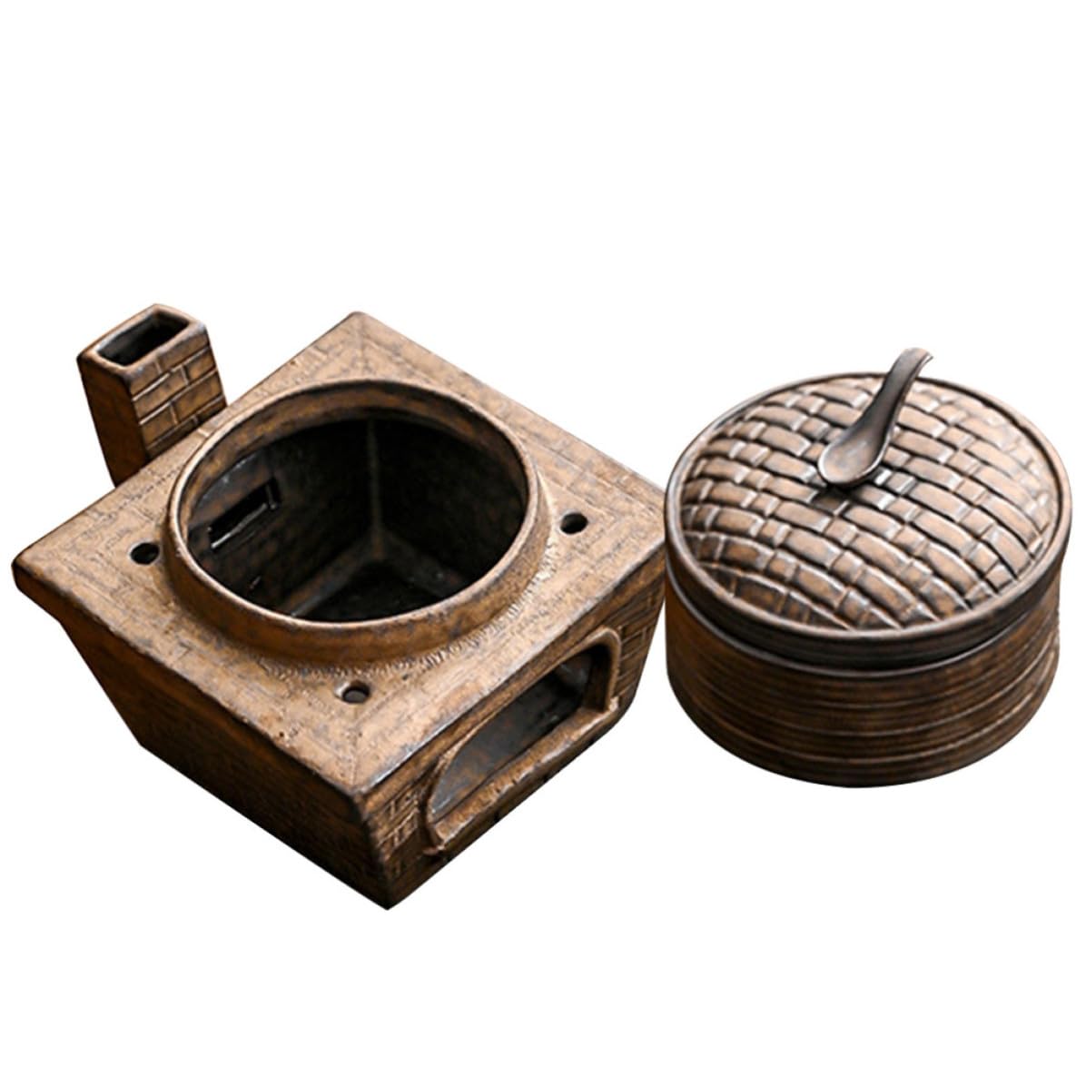 Holibanna Bruciatore di Aromi in Terracotta Aspetto Antico Raffinato e Delicato, Porta Bruciatore Pratico per Bastoncini, per Studio e Relax Effetto Decorativo