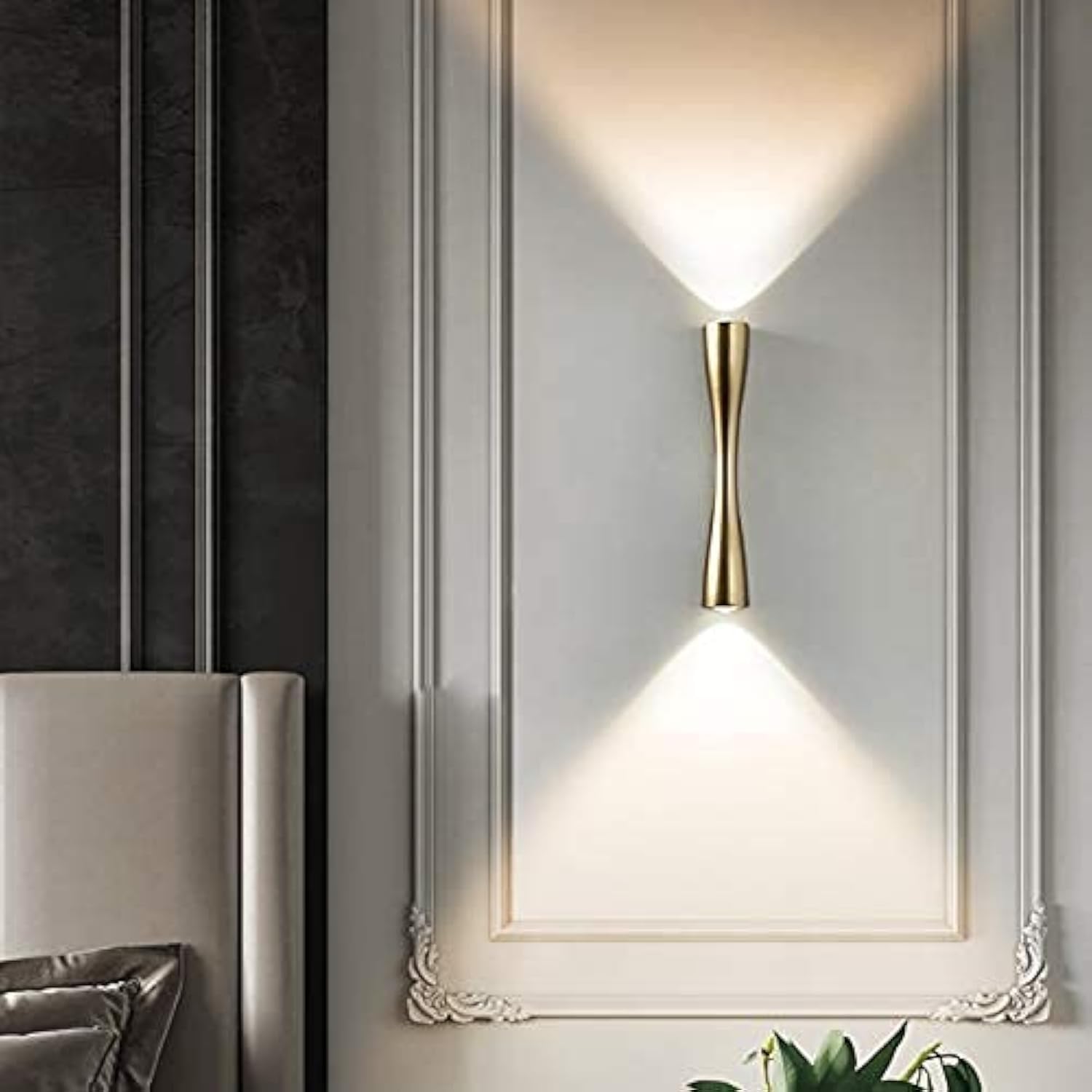 CITRA LED Slim Long Modern Up and Down Wall Sconce Gold Light Fixtures with Two 5 Watt LEDs (Warm White)
