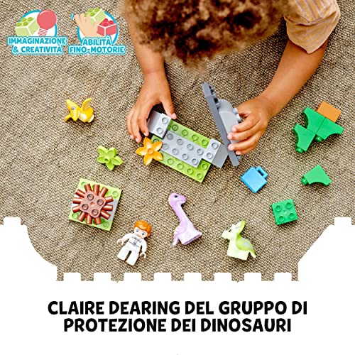 DUPLO Jurassic World l’Asilo Nido dei Dinosauri, Set con Mattoncini Grandi, 3 Animali Giocattolo, Fiori e Piante da Costruire, Giochi per Bambini e Bambine da 2 anni in su 10938 - Lego - Immagine 4