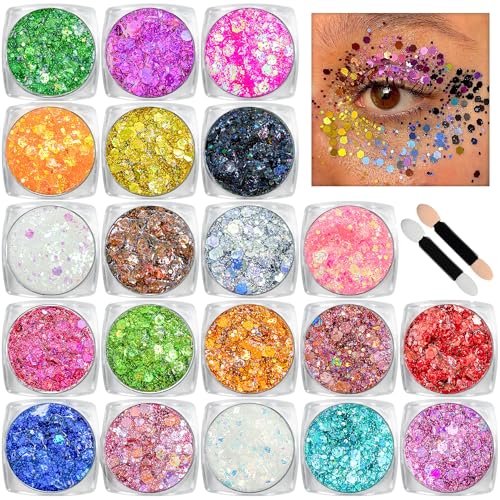 Body Glitter Face Glitter Makeup Festival Glitter 20 Colors Face and Body Glitter Gel Hair Glitter Gel Body Makeup