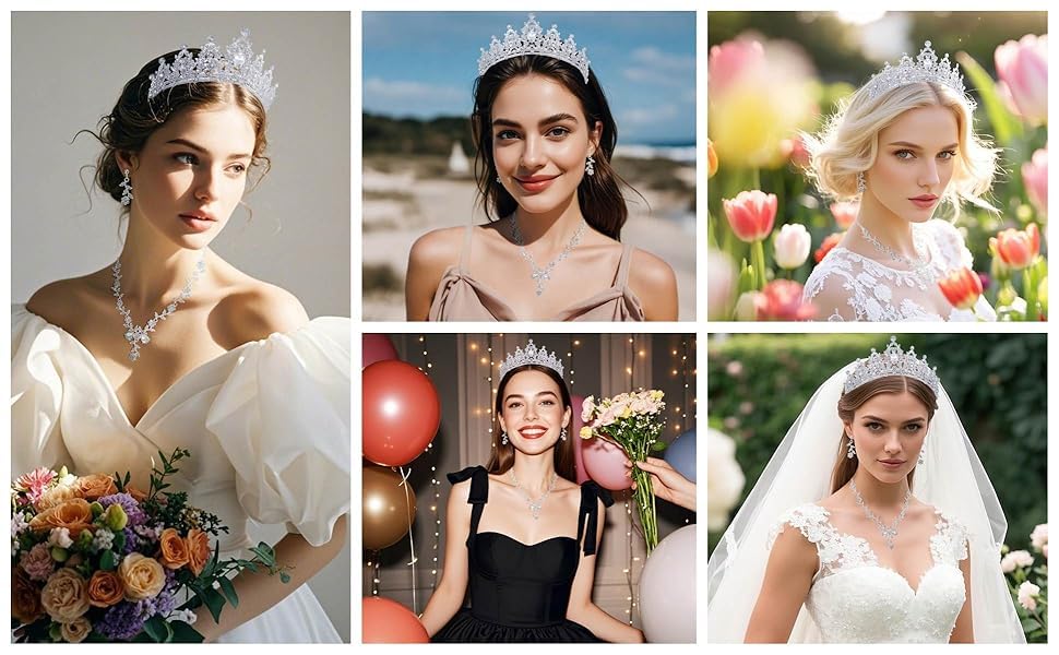 Kamirola Tiaras and Crowns for Women,Tiaras Earrings Necklace, Crystal Bridal Jewelry Set, Costume Party Halloween Prom Pageant Jewelry for Women(TR45)4