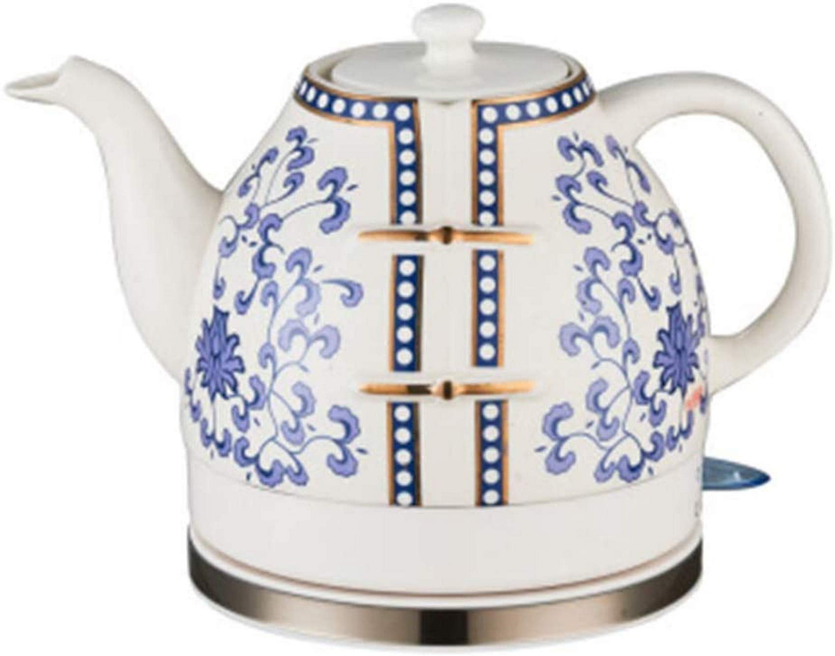 Elektryczny, ceramiczny, bezprzewodowy, biały czajniczek - dzbanek retro 1,2 l, 1200 W szybko gotuje wodę na herbatę, kawę, zupę i płatki owsiane - zdejmowana podstawa, ochrona przed gotowaniem na