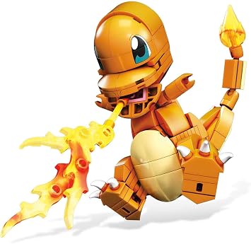 MEGA Pokemon Build and Display Charmander toy structure set (10 cm), whose joints can be bent with 185 blocks and parts, for children aged 7 and over, GKY96