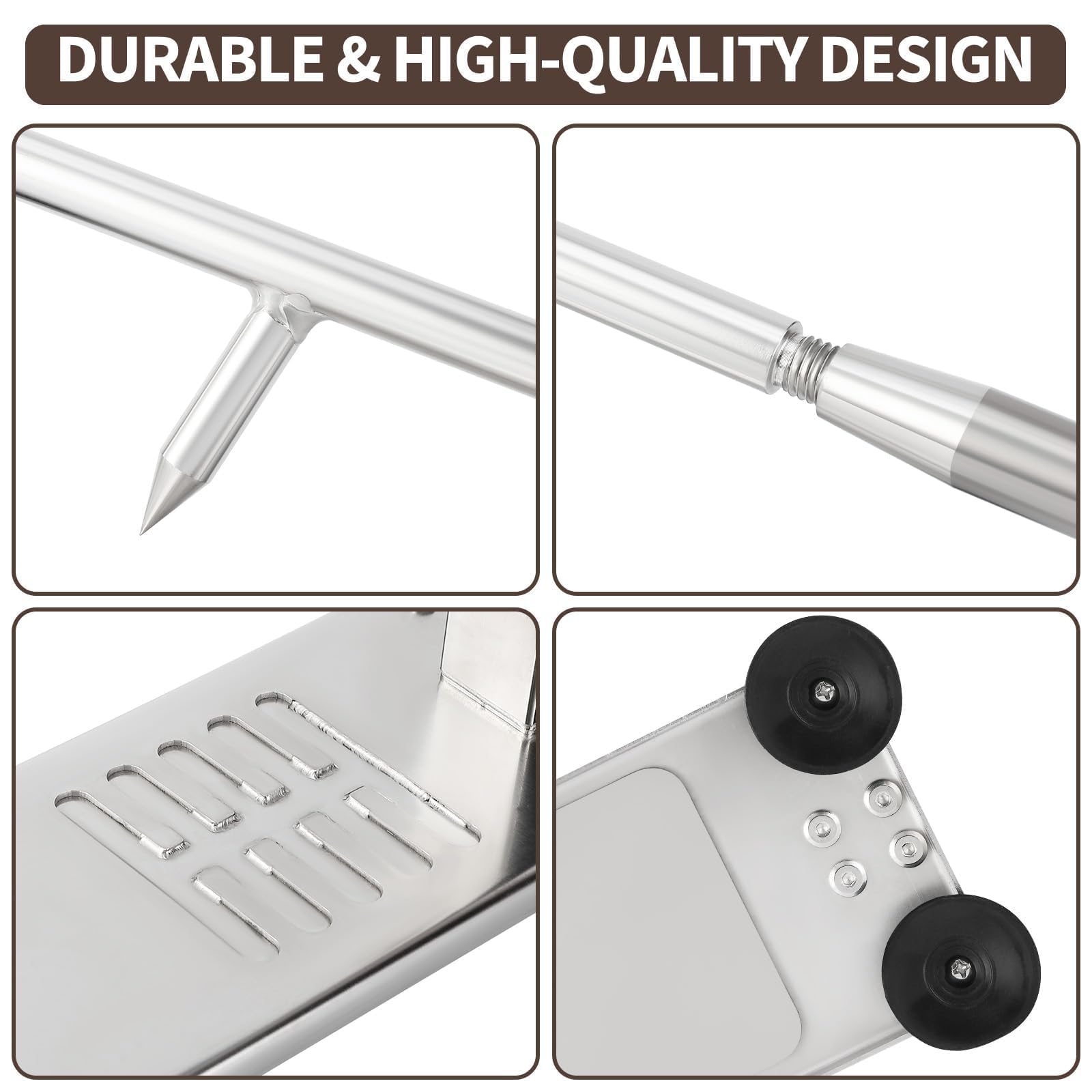 Ouvre-Huîtres Professionnel 5 Niveaux Réglables, Décortiqueur d'Huîtres en Acier Inoxydable Alimentaire, Double Fixation Ventouse & Étau, Kit Complet Couteau+ Gant Anti-Coupure pour Cuisine Restaurant