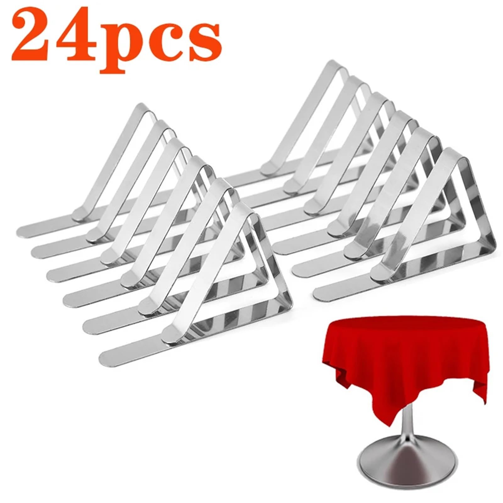 6/12/24 Stück Edelstahl Anti-Rutsch-Tischdeckenklammern rutschfeste Tischabdeckungs-Sicherungsklemmen Clip Hochzeit Camping Promenade Tischabdeckungsklammer FüR Tischplatten(24pcs)