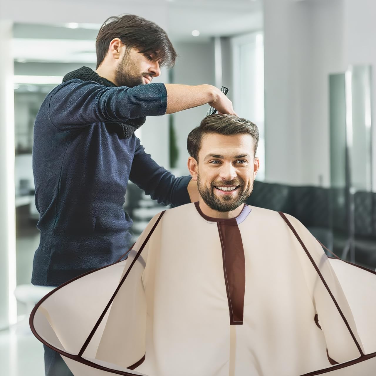 Angoily Faltbarer Haarschneideumhang Für Erwachsene Wasserdichter Friseurumhang Mit Auffangfunktion Praktisches Haarstyling-Zubehör Für Salon Und Zuhause