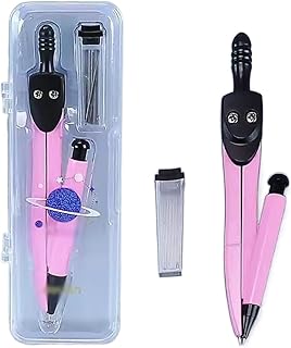 Dispositivos de medida Brújula matemática for juego de geometría, recambio de mina de lápiz, herramientas de dibujo, brújula for estudiantes, suministros escolares y de oficina Compases ( Color : Pink