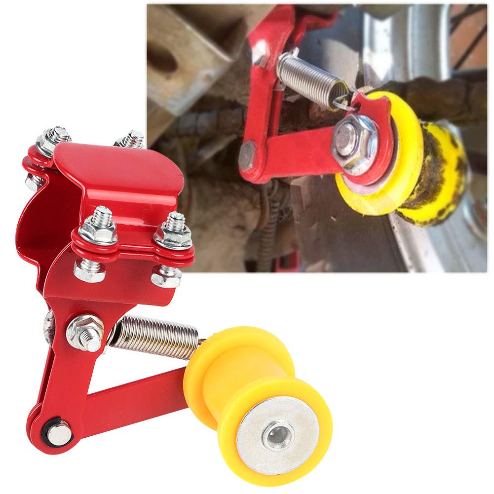 Acouto Perno de Ajuste de Cadena de Motocicleta Universal Tensor de Cadena de Motocicleta Redondo de Hierro y Plástico Negro Ajuste de Holgura de Automática de Rueda de 3,3 Cm para la Mayoría de