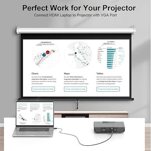 Miniatura 4 de Cable HDMI a VGA de 6 pies, paquete de 5 cables de monitor HDMI a VGA chapados en oro para computadora, escritorio, laptop, PC, monitor, proyector,