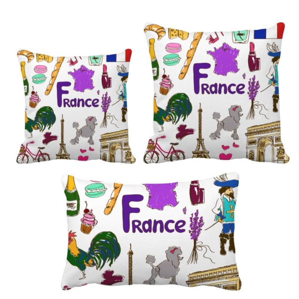 Coussin de drapeau français de 45x45 cm pour canapé salon et décoration de maison