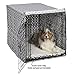 MidWest Homes for Pets Large Dog Crate Cover with Teflon Fabric Protector, Poly-Cotton Privacy Kennel Cover Fits Most 42-inch Crates, Gray Designer Print, Washable, Reduces Barking, CVR42T-GY