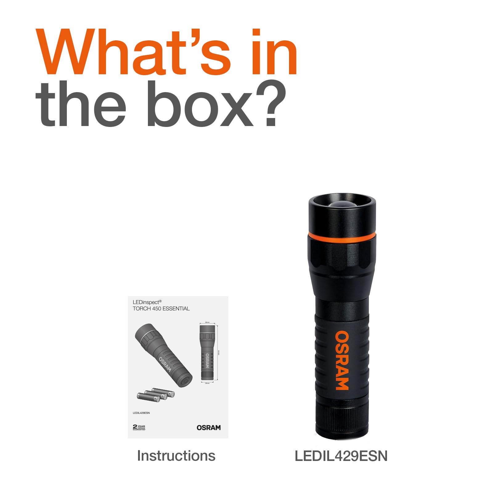 OSRAM LEDinspect Torch 450 Essential, Zoom Function, 450lm Brightness, 6500K, 3 Light Modes, LED Inspection Torch - Image 3