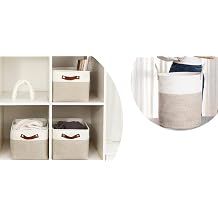 Basket for Living Room + Set of 3 Fabric Storage Baskets - BROWN