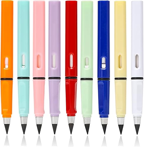 9 lápices estéticos eternos infinitos, lápices eternos sin tinta pastel con borradores, lápices mágicos infinitos, bonitos suministros de oficina disponible en Yaxa El Salvador