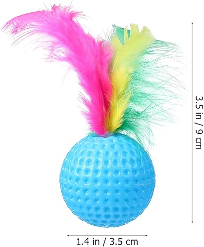 Miniatura 7 de Pelota de plumas para gatos, pelotas de golf interactivas, surtido de juguetes chirriantes para perseguir a gatitos, paquete de 24 (color aleatorio)